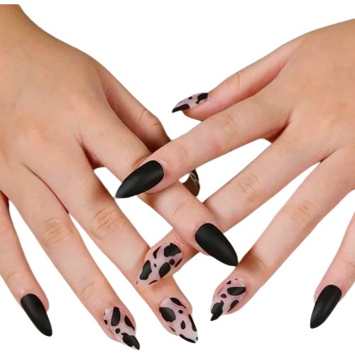 Set 24 Uñas Postizas Vaca Manicure Mujer Press On