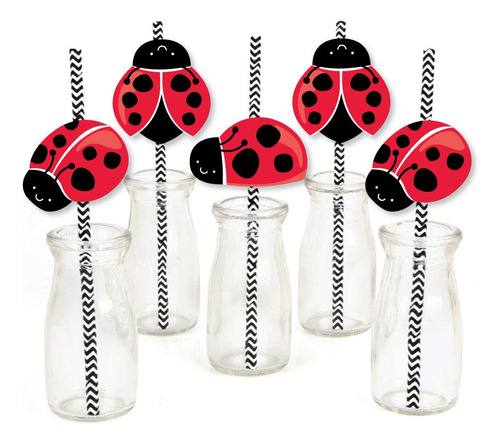 Happy Little Ladybug - Pajitas Decorativas A Rayas Para Baby