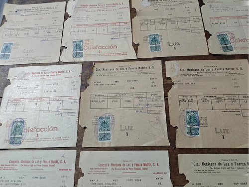Documento Recibos De Luz Antigüos De Los Años 20 (Usado)
