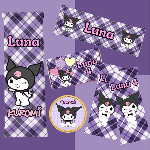 Kit Imprimible Cumpleaños Candy Bar Kuromi 1 Personalizable