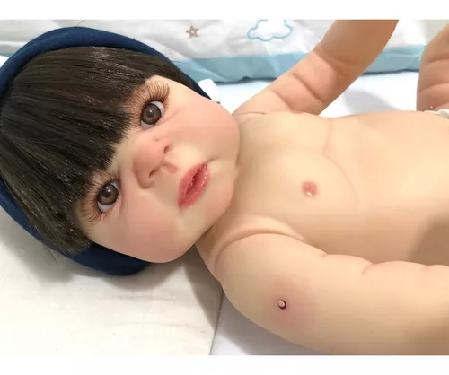 Boneco Bebê Reborn Menino Loiro corpo de Silicone Enxoval Completo