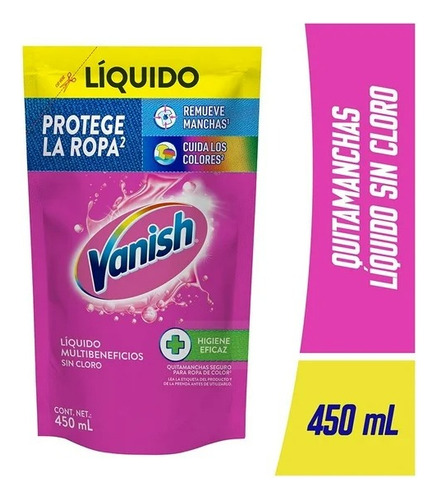 8 Pzas Quitamanchas Vanish Líquido Para Ropa De Color 450 Ml