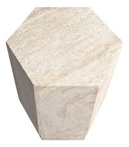 Mesa Lateral Hexagonal De Travertino Italiano 14 6 - Diseño