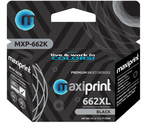 Cartucho De Tinta Compatible Hp 662 Xl Negro Cz105al