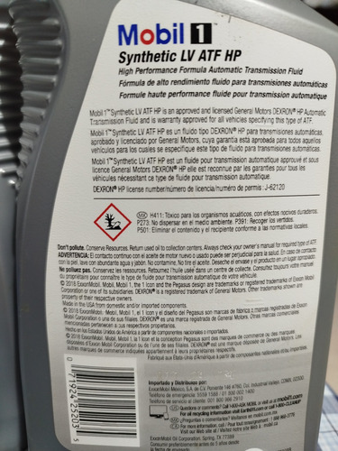 Mobil 1 Transmisión Automát Sintético Lv Atf Hp Made In Usa