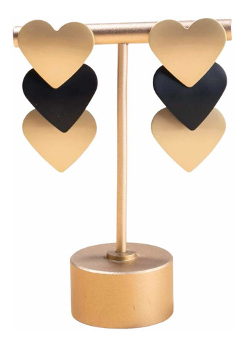 Aros Aretes Largos Con Diseño De Corazones