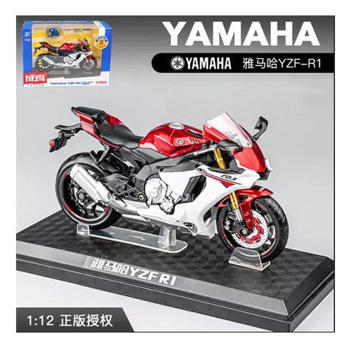 1:12 Con Base, Llavero, Casco Moto Yamaha Yzf R1 Miniatura