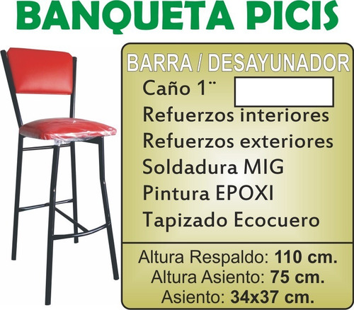 Imagen 6 de 6 de Banqueta Alta Desayunador *delta* Estandar De Caño