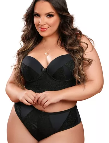 Compre Plus size conjunto de sutiã sexy renda fina floral roupa interior  M-4XL calcinha e sutiãs cuecas femininas conjuntos de lingerie 34-44 e cup