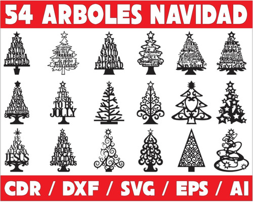 Pack De Vectores Corte Laser- Arboles Navidad Con Bases | MercadoLibre