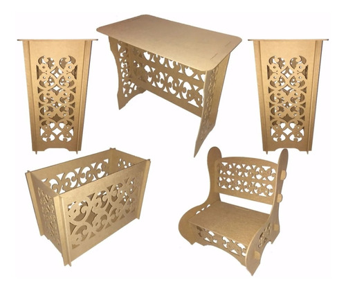 Kit Festa Mesa Estrela Decoração Mesa Cubo Mdf