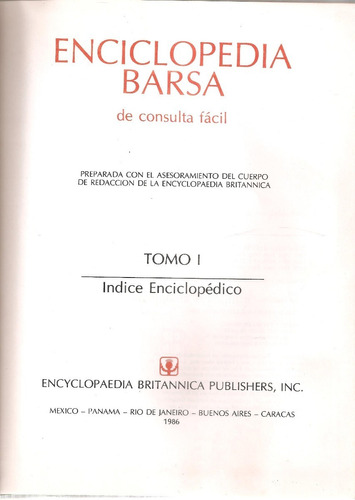 Enciclopedia Barsa Tomo 1 (indice Enciclopedico)