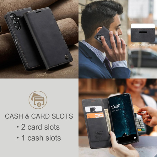 Funda Tipo Billetera Con Tapa Para Samsung Galaxy A16 5g(2024), Funda Tipo Libro Magnética De Cuero Con Tarjetero,