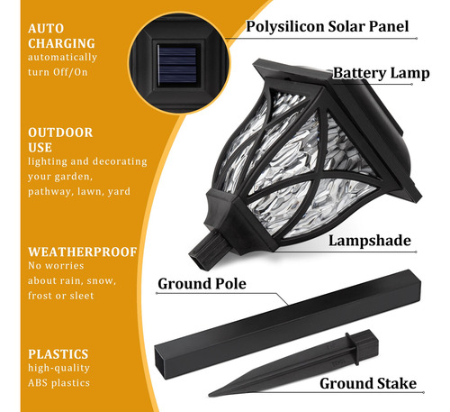 Juego De 6 Luces Solares Led Para Jardín Impermeables