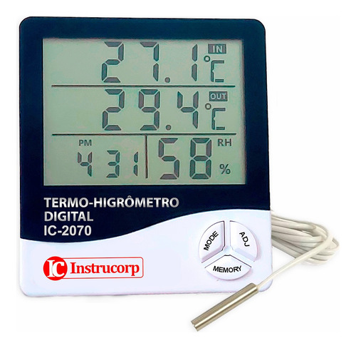 Termo-higrômetro Digital Com Sensor Externo Calibrado