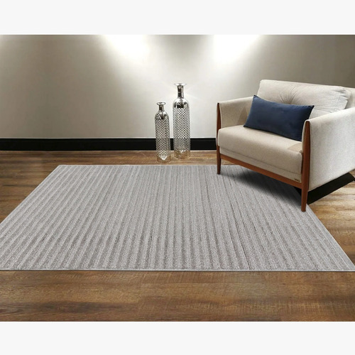 Imagem 2 de 3 de Tapete 3d Stripes Prata 3x4m 300x400cm Listrado Alto Relevo