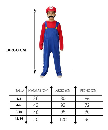 Imagen 2 de 10 de Disfraz De Mario Bros Niño
