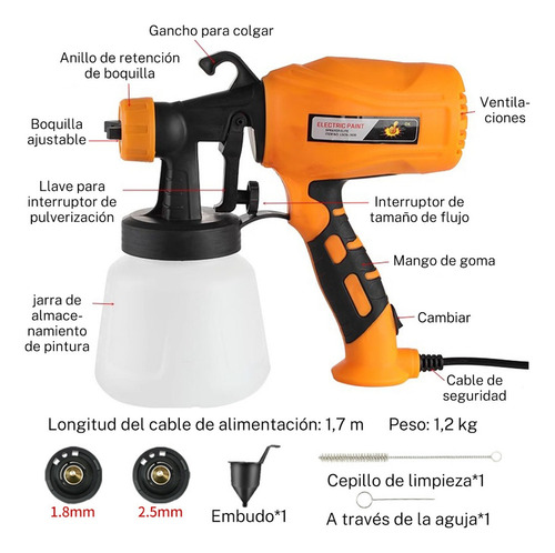 Pistola De Pintura Pulverizador De Tinta 900ml 3 Modos