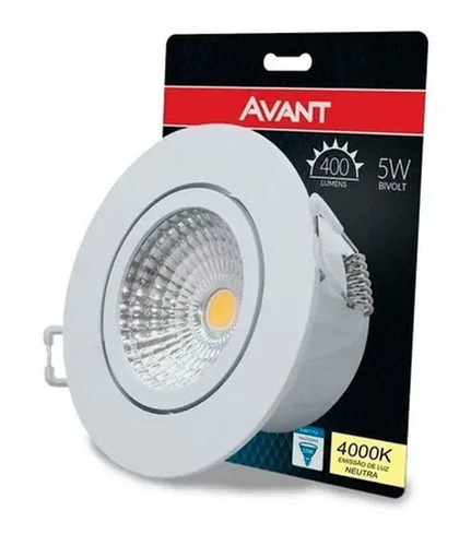 Spot Embutir Authentic Redondo 5w 4000k Avant Cor Branco