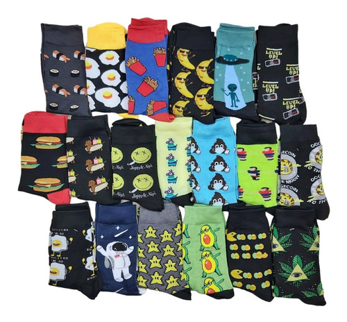 Imagen 6 de 7 de 12 Pares Calcetines Algodón Diseños Divertidos Unisex Docena