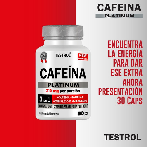 Cafeina Platinum Testrol 30 Capsulas Sabor Sin sabor