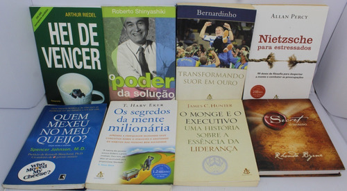  Coleção 8 Livros + O Segredo + O Monge E O Executivo + Quem Mexeu No Meu Queijo? + Os Segredos Da Mente Milionária + Nietzche + Bernardinho