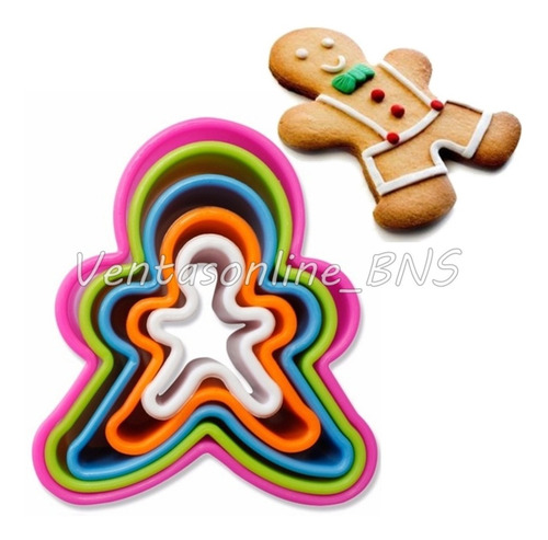 Cortadores De Galletas Muñeco De Jengibre Reposteria 5pcs