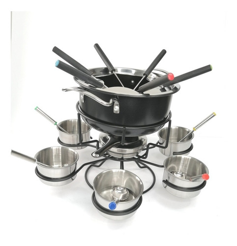 Set Para Fondue Con 6 Servidoresen Acero Inoxidable.