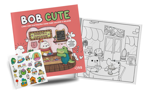 Combo Bob Cute - Kit Com 3 Livros De Colorir Para Todas As Idades: Acompanha Adesivos E Ilustrações Originais Fofas