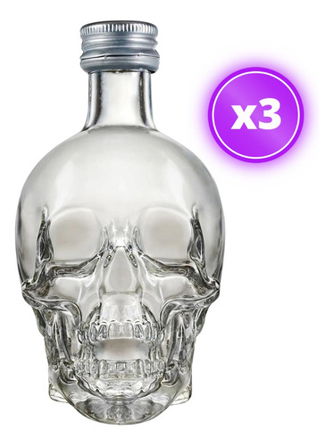 3x Miniatura Vodka Crystal Head 50ml (vidrio)