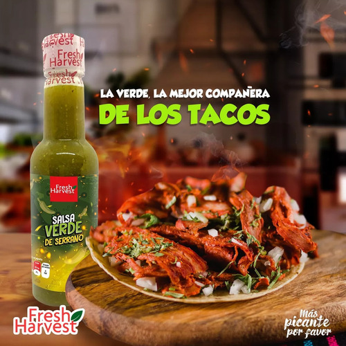Caja Con 12pz De Salsa Verde Fresh Harvest 190ml