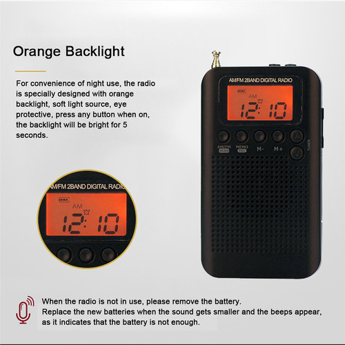 Radio Portátil Estéreo Digital De Bolsillo De 2 Bandas