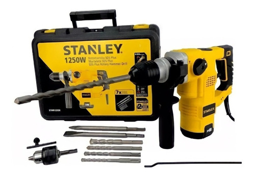 Imagen 4 de 9 de Rotomartillo electroneumático Stanley STHR1232K amarillo y negro frecuencia de 60Hz con 1250W de potencia 120V