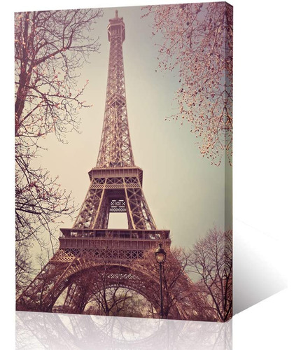 Vintage Paris Torre Eiffel Ramas De Flores Retro Arquitectu