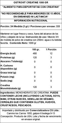 Creatine Monohydrate Ostrovit 1000 G