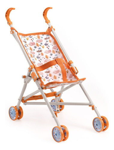 Juguete Cochecito Carrito De Bebés Para Niños Pomea Djeco Color Naranja