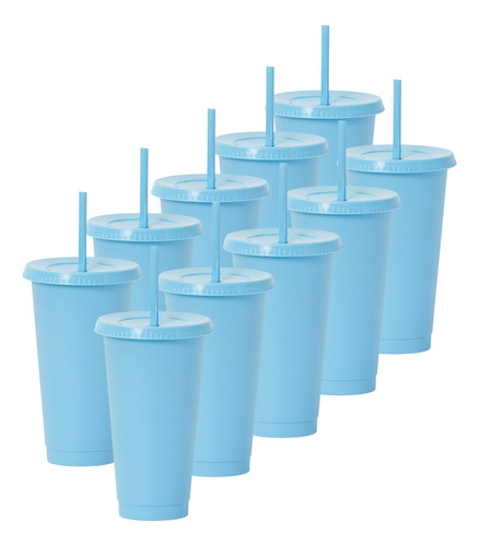 Nuevos Vasos Reusables 24 Oz Tipo Star Transparente /20 Pzas Azul Cielo