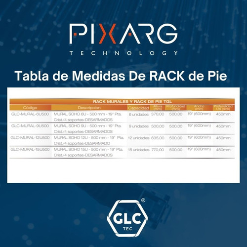 Imagen 5 de 10 de Rack Mural Soho 12 Unidades 19' Glc Interior Puerta Vidrio