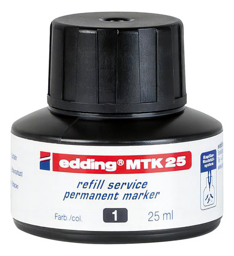 Tinta Recarga Marcador Permanente Edding Mtk 25 Capilaridad Color Negro