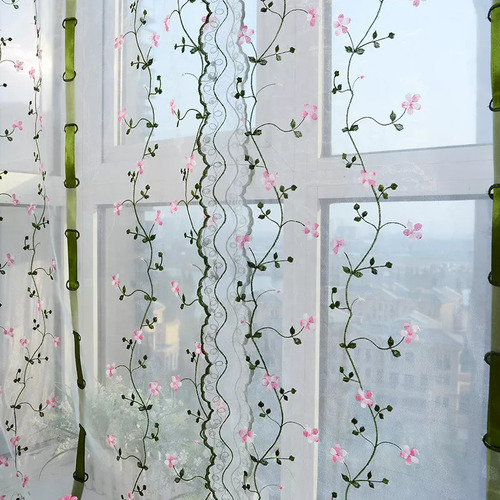Cortinas Para Salas Sencillas Bordada Transparente De 0,8 X