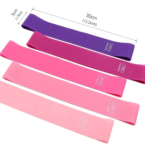 Imagen 6 de 10 de Set De Mini Bands X 5 Resistencias Banda Circular + Bolso