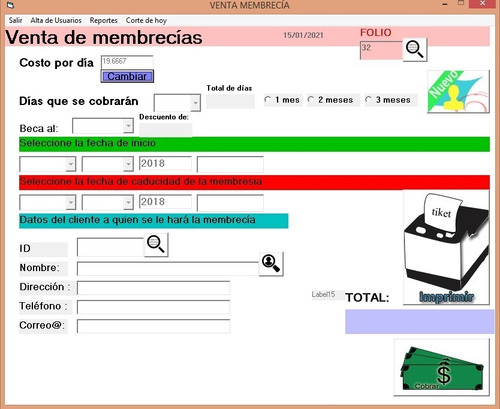 Programa Punto De Venta Para Gimnasios