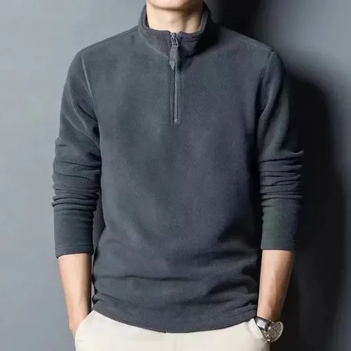 Sudadera De Forro Polar Con Media Cremallera Para Hombre, Estilo Casual