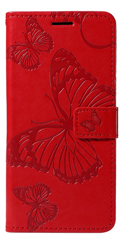 Funda Multifuncional De Piel Sintética Para Samsung Galaxy A Series, Funda Protectora Con Tapa En Relieve, Color Rojo