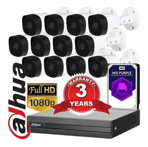 Kit Seguridad Dahua Dvr 16 + 1tb + 12 Camaras Fullhd 2mp Ext