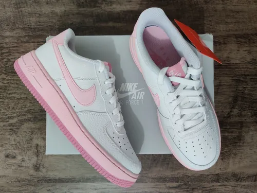 Nike pink and sales white air force
