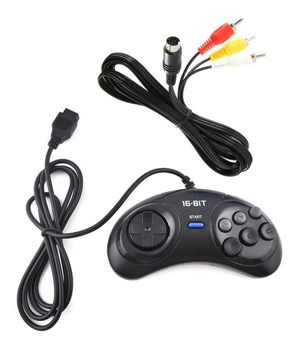 Control: 6 botones, 1,40 m, 1 cable AV para audio y vídeo Mega Drive, 3 unidades, color negro