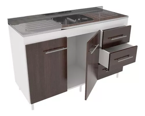 Bajo Mesada Mueble Cocina 2 Puertas 3 Cajones 602