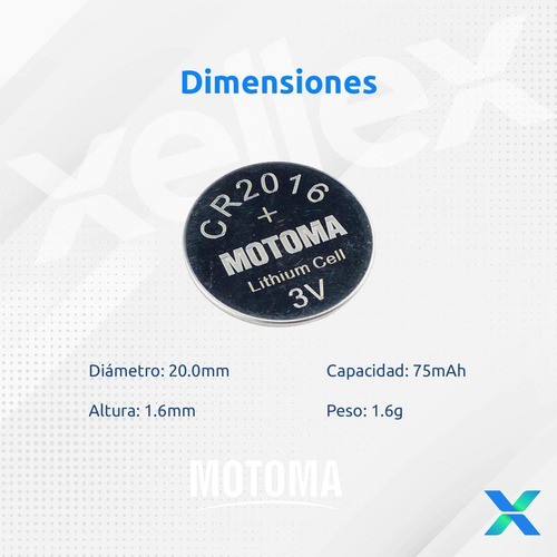 5x Pilas Litio Boton Cr2016 Motoma 2016 Batería Control