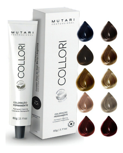  Coloração Tinta Para Cabelo Mutari Collori Permanente 60g Tom 6.1 - LOURO ESC CINZA MUTARI